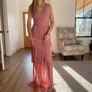 JVN by Jovani Pink Fringe Prom Dress